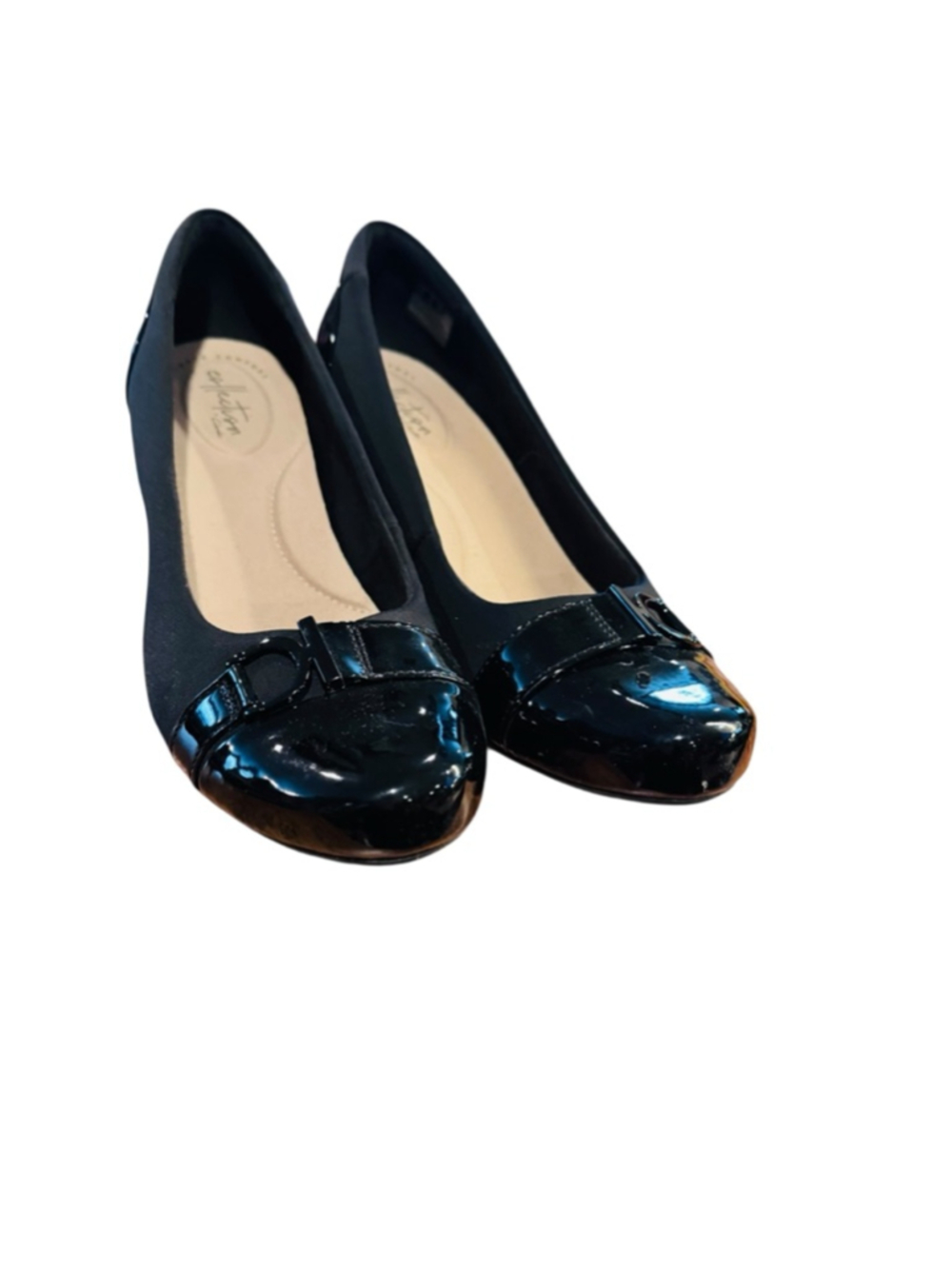 Women's Clarks Black Wedge Pumps Size 9wide